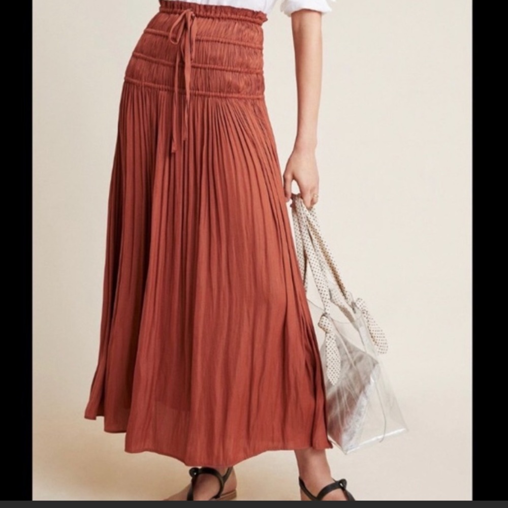Anthropologie Current Air Womens rust / silky orange color maxi skirt. Medium